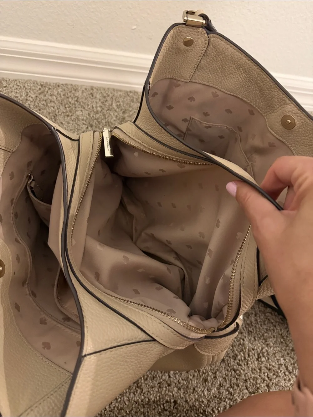 Kate Spade Cream Pebbled Leather Shoulder Bag